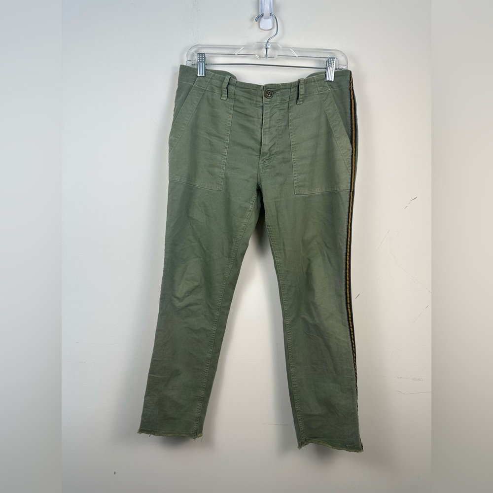 Nili Lotan Utility Pants‎ Women Size 4 Sage Green Good Side Stripe Ankle 1402